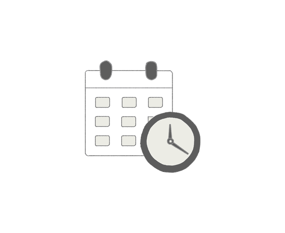Graphic of a calendar in the background with a clock in the foreground